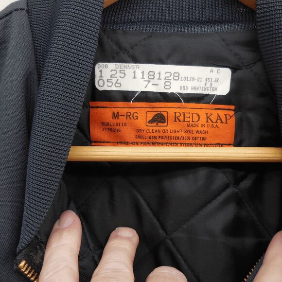 VTG Red Kap Denver Post 80s 90s Mechanic Quilted Jacket Dark Gray Size M Reg - Picture 6 of 6